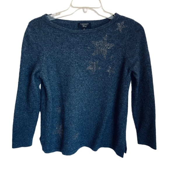 Cashmere Charter Club Luxury Sweater with embossed star pattern. Size Large - Picture 1 of 6